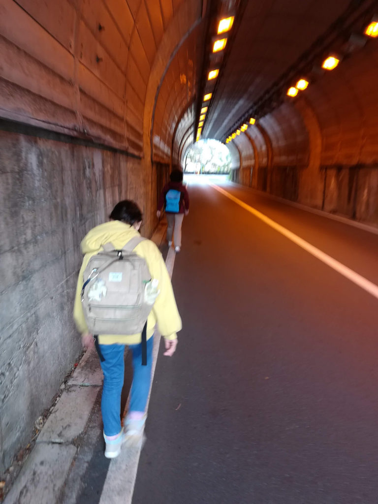 出口が全く見えない1キロもあるトンネルを歩く