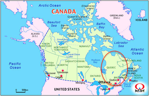 カナダ地図（ケベックの場所）